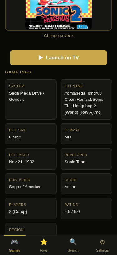 Game info card