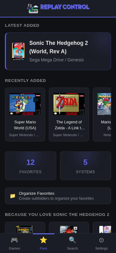 Favorites page