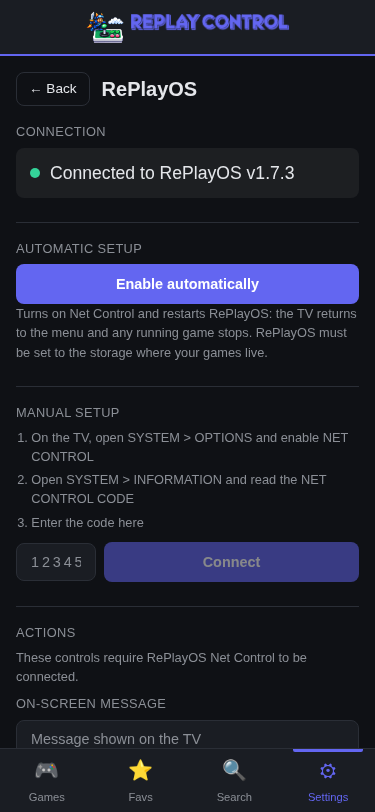 RePlayOS Net Control setup