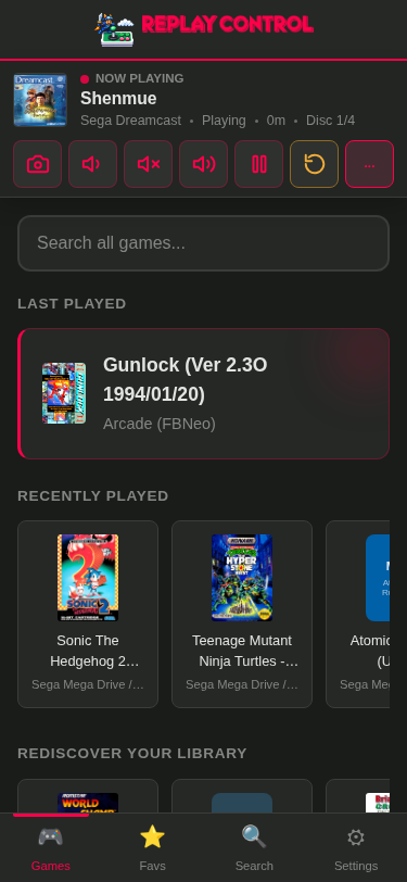 Player bar showing the current disc of a multi-disc game