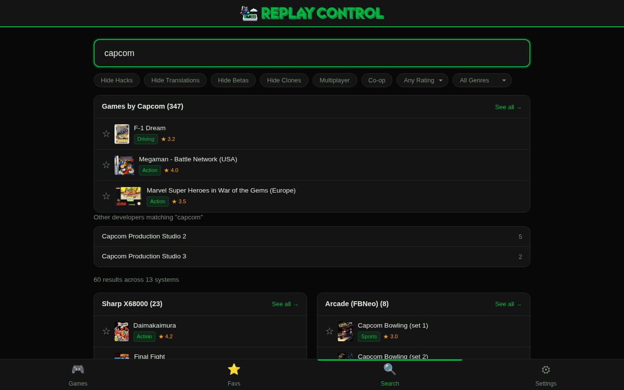 Developer search results